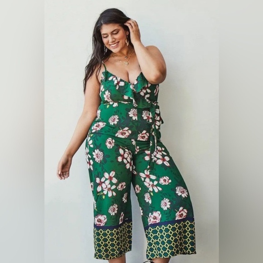 Plus Size Floral Ruffle Jumpsuit 1X